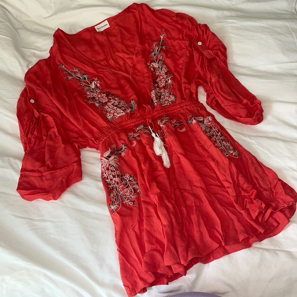 Coral floral design dress